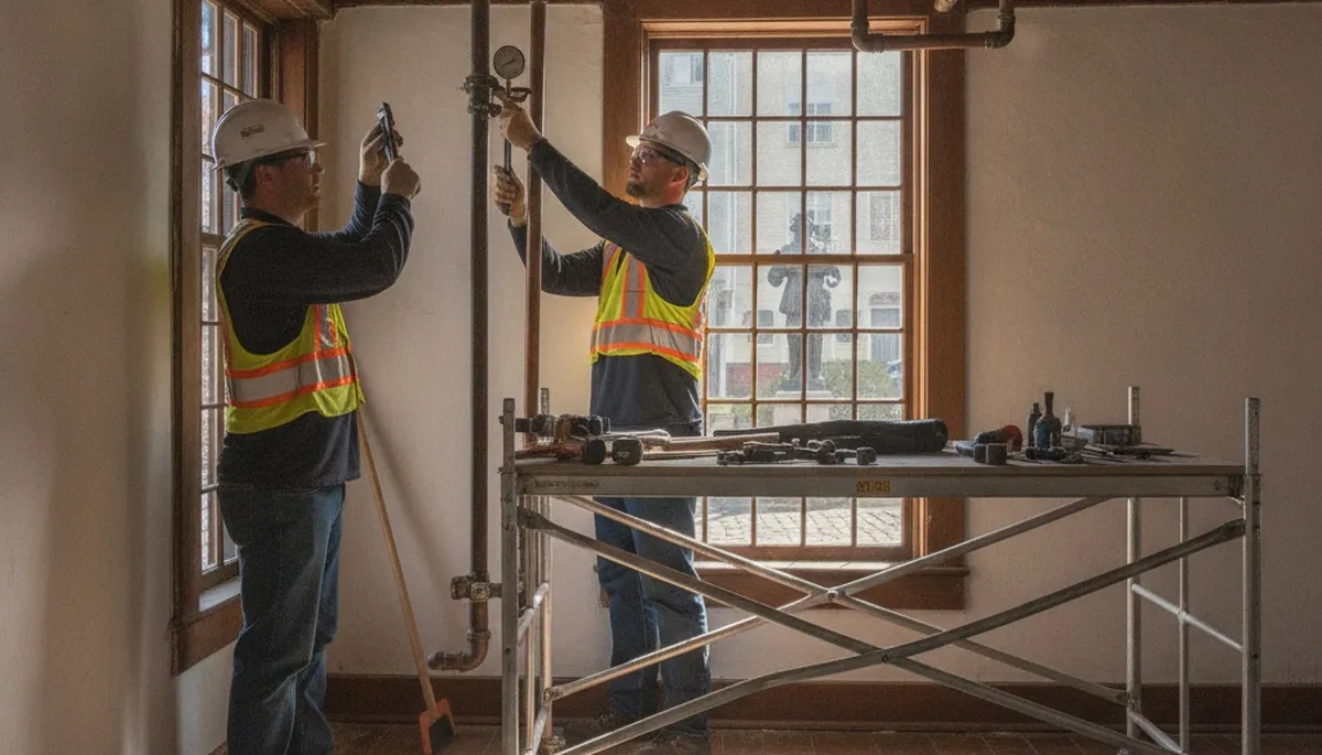 Plumber repairing a pipe in Beverly, MA for residential plumbing service