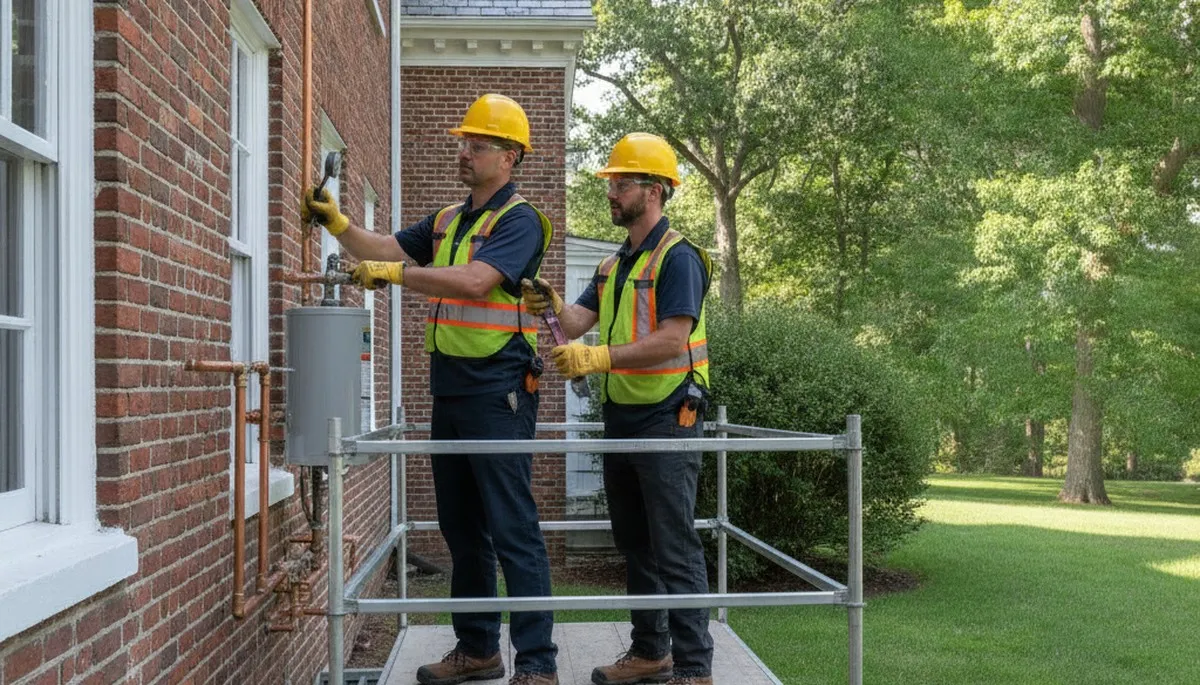 Plumber repairing pipe in Beverly, MA for local plumbing repair service